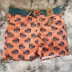 NWT Patagonia Stretch Planing Board Shorts, 38, Palms of my Heart: Peach Sherbet
